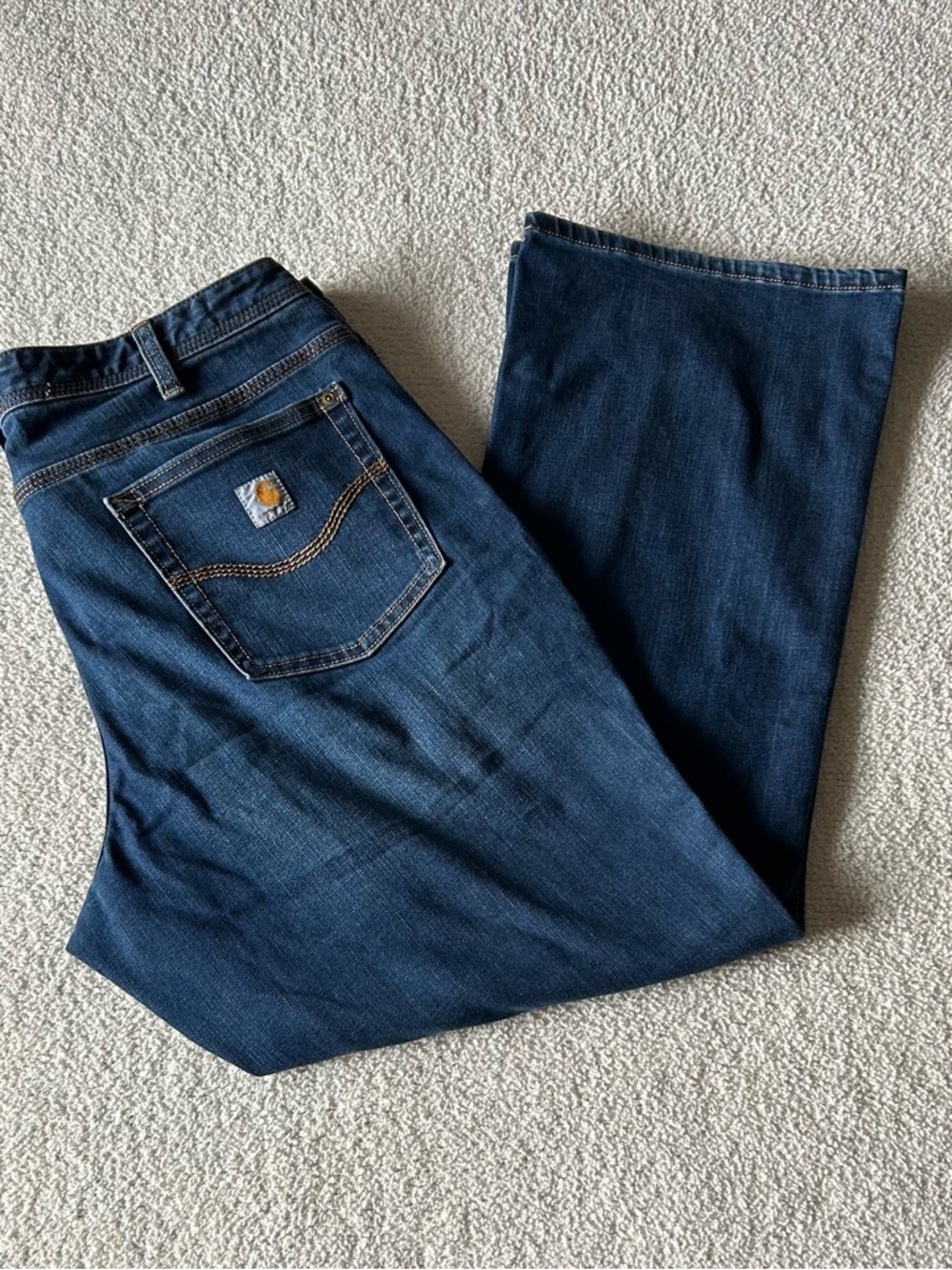 Carhartt women’s relaxed fit  Navy Blue Jeans with Back Pocket Logo